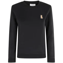 Maison Kitsuné Sweatshirts*Lady Fox Sweatshirt med Logo Sort