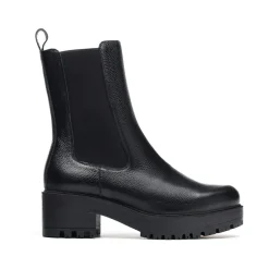 Wonders Chelsea Boots*læder ankelstøvle med elastiske paneler Sort