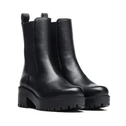 Wonders Chelsea Boots*læder ankelstøvle med elastiske paneler Sort