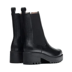 Wonders Chelsea Boots*læder ankelstøvle med elastiske paneler Sort