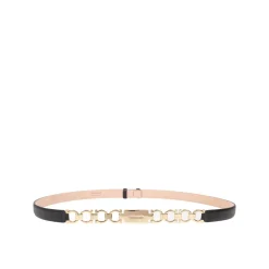 Ferragamo Bælter*Læder Bijoux Bælte med Guldspænde Sort
