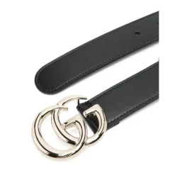 Gucci Bælter*Læder Dobbelt G-Spænde Bælte Sort