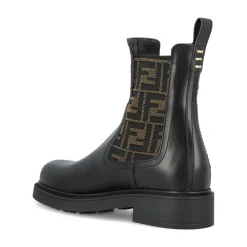 Fendi Chelsea Boots*Læder FF Mønster Støvler Sort