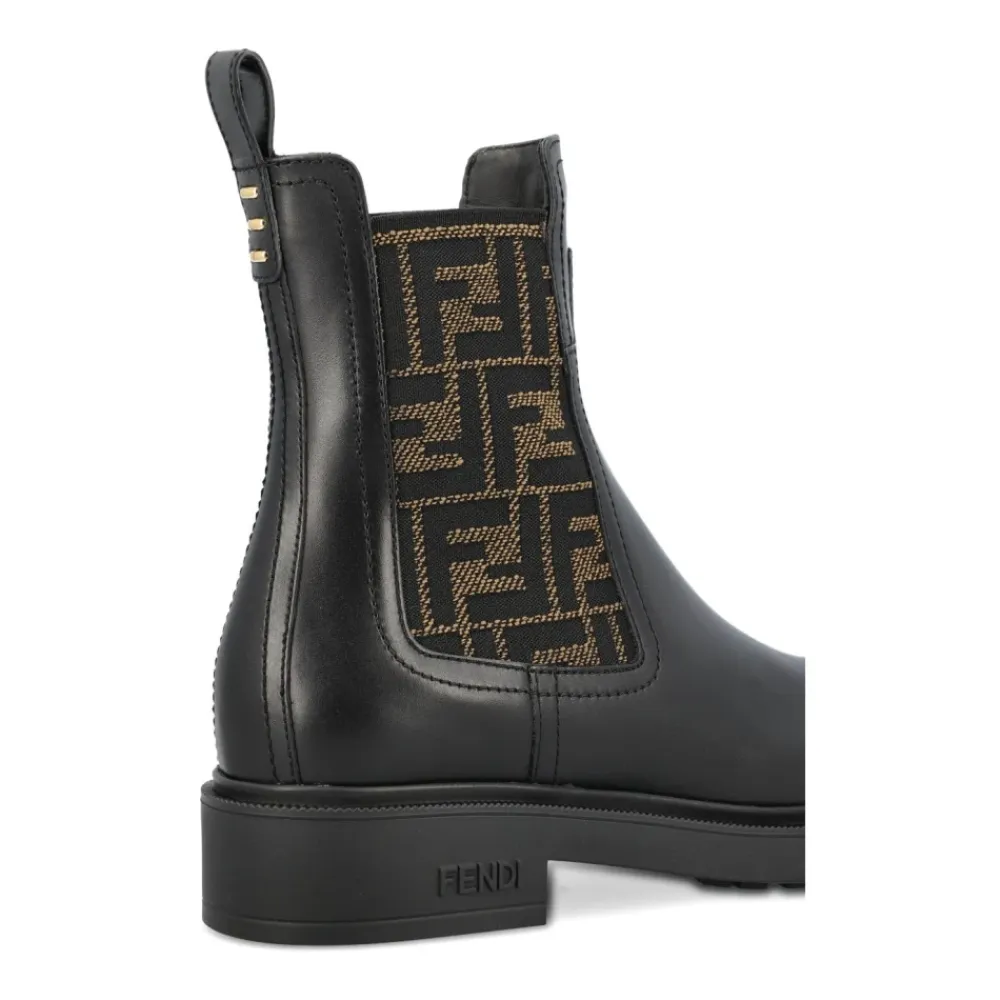 Fendi Chelsea Boots*Læder FF Mønster Støvler Sort