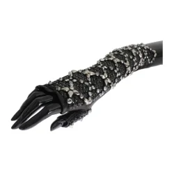 Dolce & Gabbana Handsker*Læder Krystal Perlede Fingerfri Handsker Sort