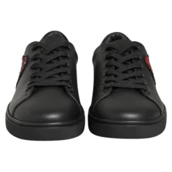 Dolce & Gabbana Snøresko*læder krystalhjerte sneakers Sort