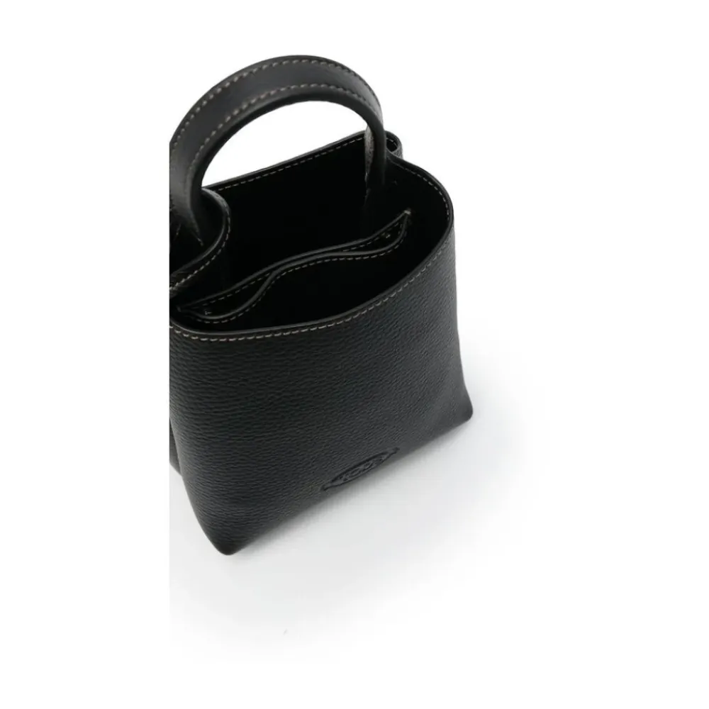 Tod's Håndtasker*Læder Logo Plaque Håndtaske Sort
