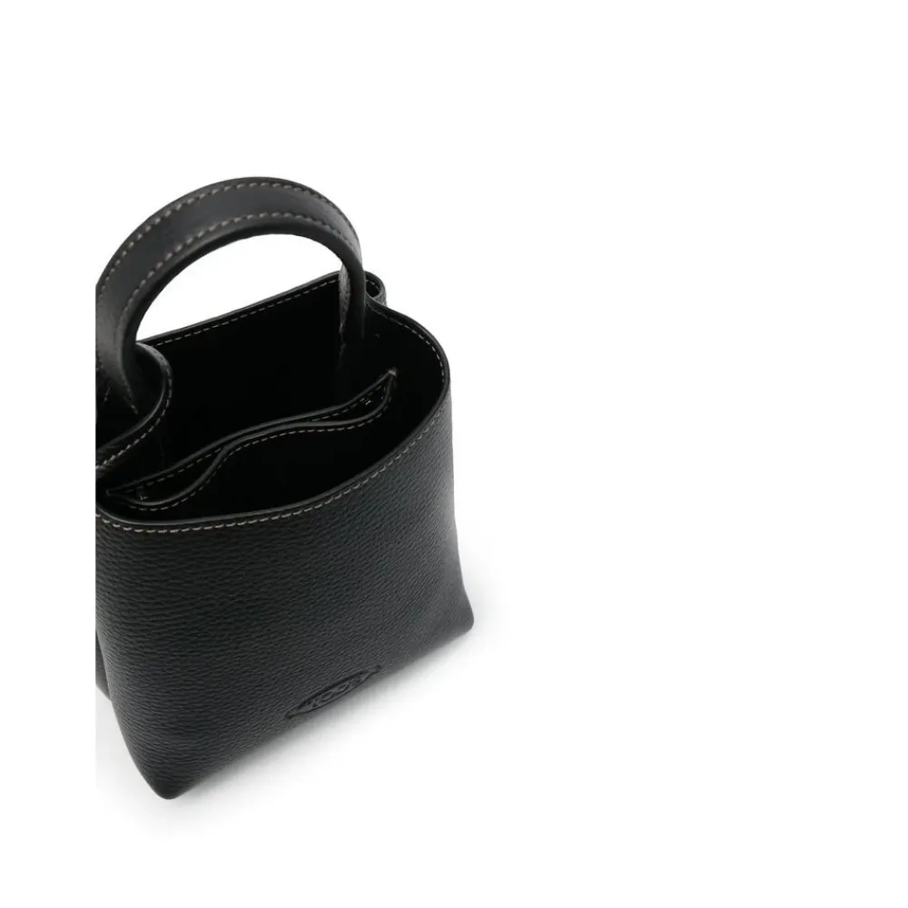 Tod's Håndtasker*Læder Logo Plaque Håndtaske Sort