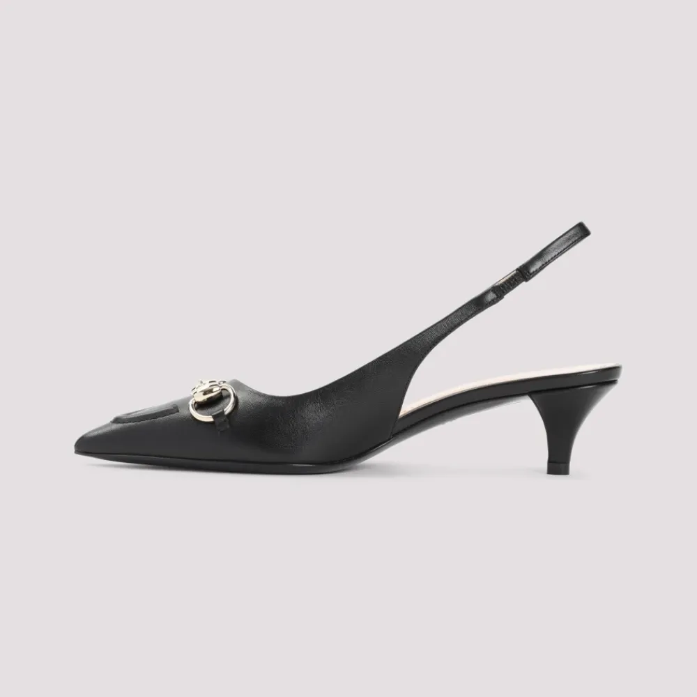 Gucci Pumps|Stiletter*læder slingback med Horsebit detalje Sort