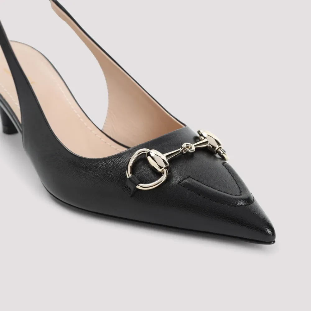 Gucci Pumps|Stiletter*læder slingback med Horsebit detalje Sort