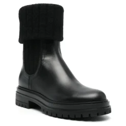 Gianvito Rossi Chelsea Boots*Læder Strik Støvler Italien Sort