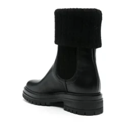 Gianvito Rossi Chelsea Boots*Læder Strik Støvler Italien Sort