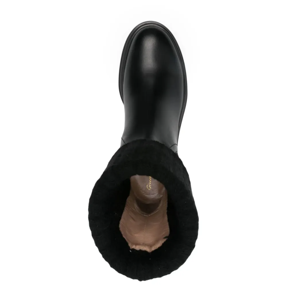 Gianvito Rossi Chelsea Boots*Læder Strik Støvler Italien Sort