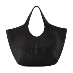 Anine Bing Indkøbstasker*Læder Tote Bag - Flaplukning Sort