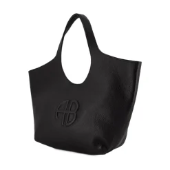 Anine Bing Indkøbstasker*Læder Tote Bag - Flaplukning Sort