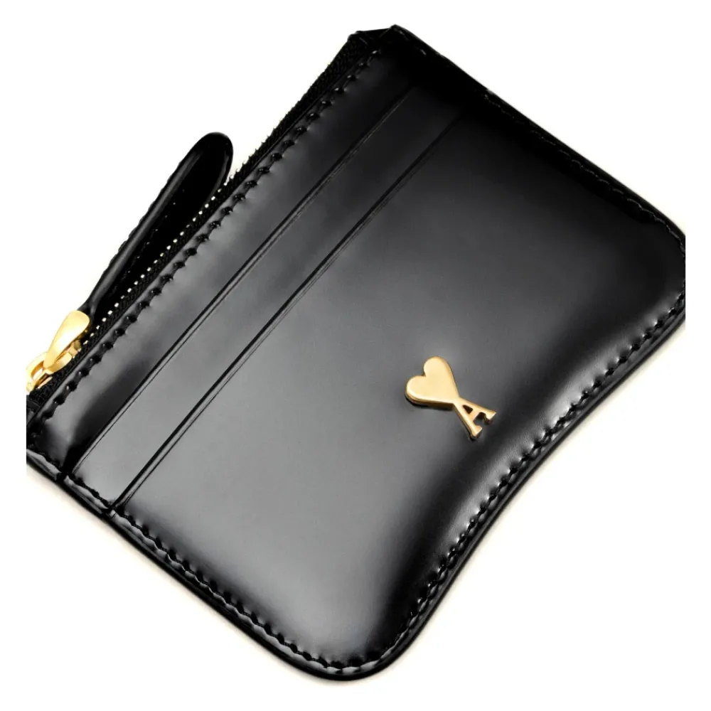 Ami Paris Punge & Kortholder*Læderkortholder med Lynlås Sort