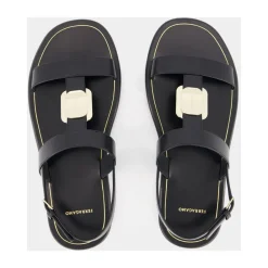 Ferragamo Sandaler*lædersandal med gyldne detaljer Sort