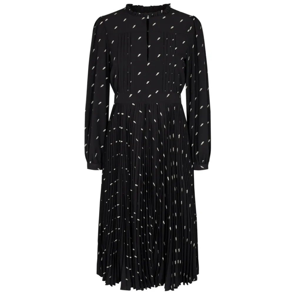 Sofie Schnoor Kjoler*Midi Kjole med Puf Ærmer og Plisseret Nederdel Sort