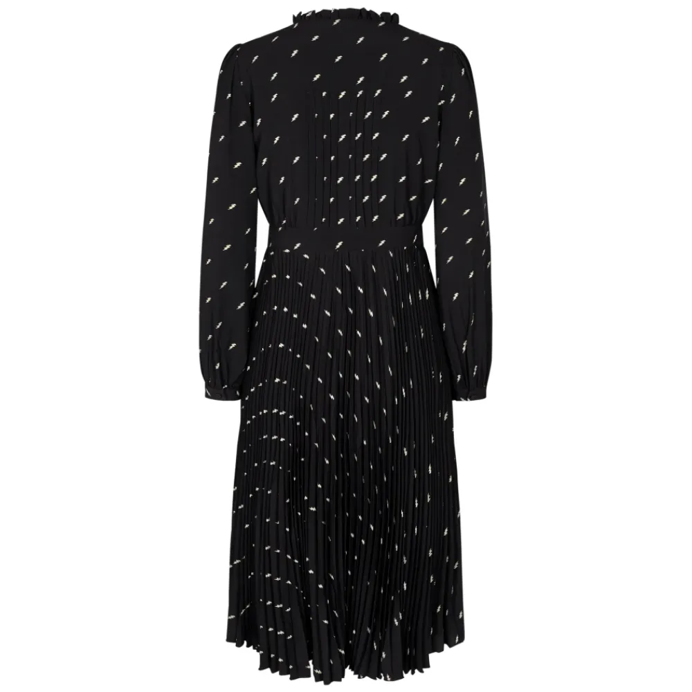 Sofie Schnoor Kjoler*Midi Kjole med Puf Ærmer og Plisseret Nederdel Sort