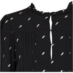 Sofie Schnoor Kjoler*Midi Kjole med Puf Ærmer og Plisseret Nederdel Sort