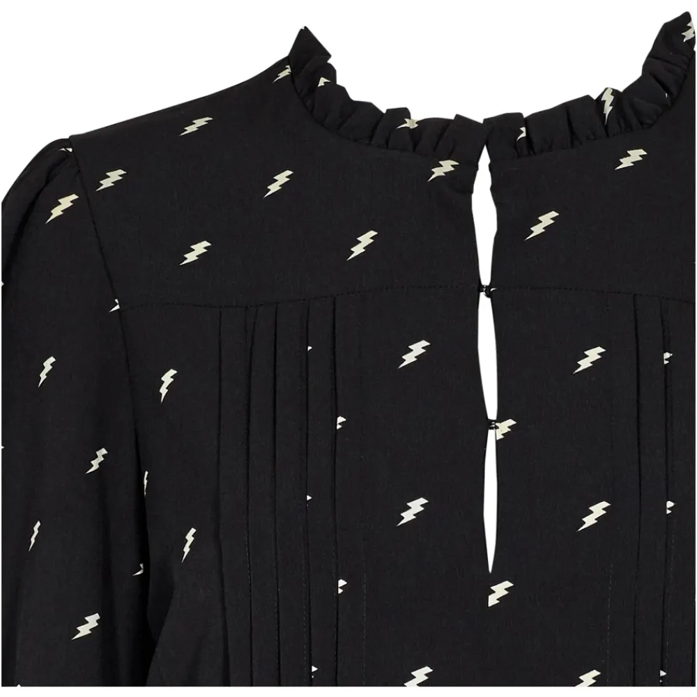 Sofie Schnoor Kjoler*Midi Kjole med Puf Ærmer og Plisseret Nederdel Sort