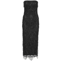 ROTATE Birger Christensen Kjoler*Paillet Tube Kjole med Frynser Sort