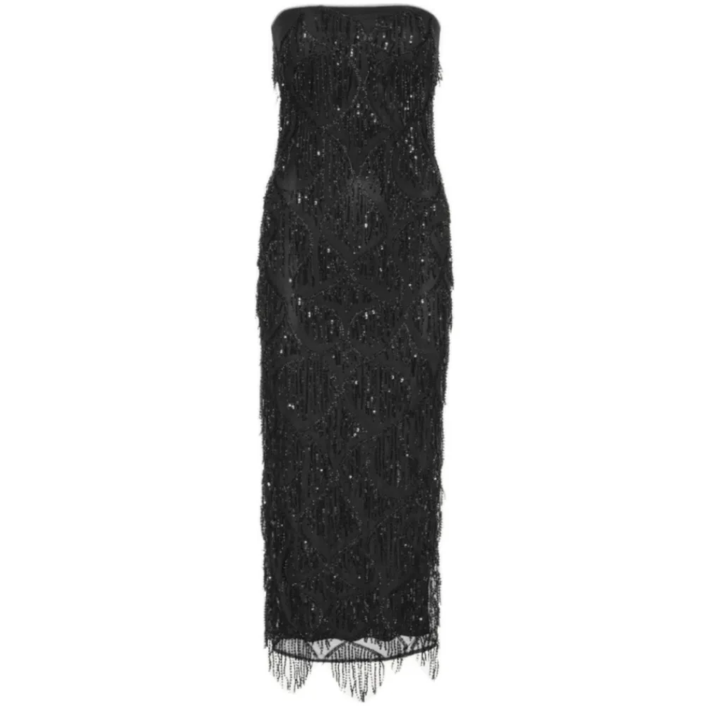 ROTATE Birger Christensen Kjoler*Paillet Tube Kjole med Frynser Sort
