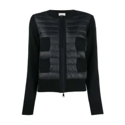 Moncler Jakker*Polstret Cardigan med Logo Patch Sort