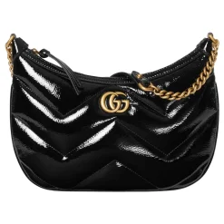 Gucci Skuldertasker*Quiltet Skuldertaske med Chevron Motiv Sort