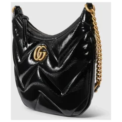 Gucci Skuldertasker*Quiltet Skuldertaske med Chevron Motiv Sort