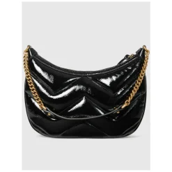 Gucci Skuldertasker*Quiltet Skuldertaske med Chevron Motiv Sort