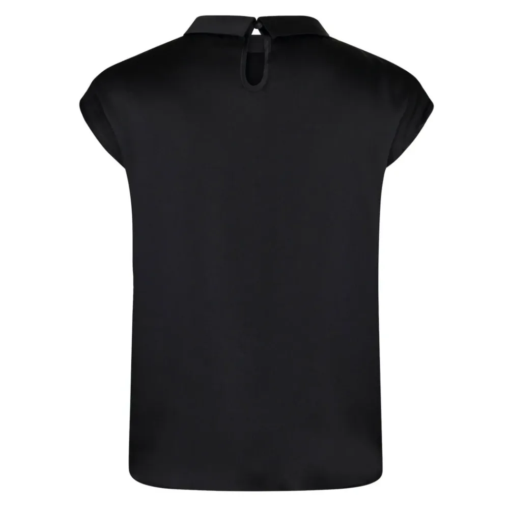 Neo Noir Bluser & Skjorter*Satin Drapy Bluse med Knude Detalje Sort