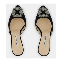 Manolo Blahnik Stiletter*Satin Juvel Muldyr Sort