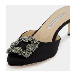 Manolo Blahnik Stiletter*Satin Juvel Muldyr Sort