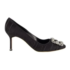 Manolo Blahnik Pumps|Stiletter*Satin Krystal Spænde Pumps Sort