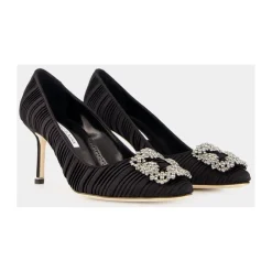 Manolo Blahnik Pumps|Stiletter*Satin Krystal Spænde Pumps Sort