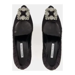 Manolo Blahnik Pumps|Stiletter*Satin Krystal Spænde Pumps Sort