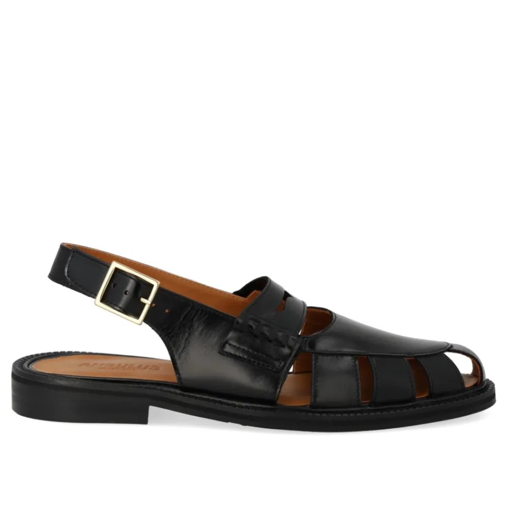 Angulus Sandaler*Slingback Loafer med Cut-Out Mønster Sort