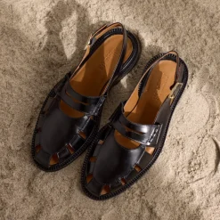 Angulus Sandaler*Slingback Loafer med Cut-Out Mønster Sort