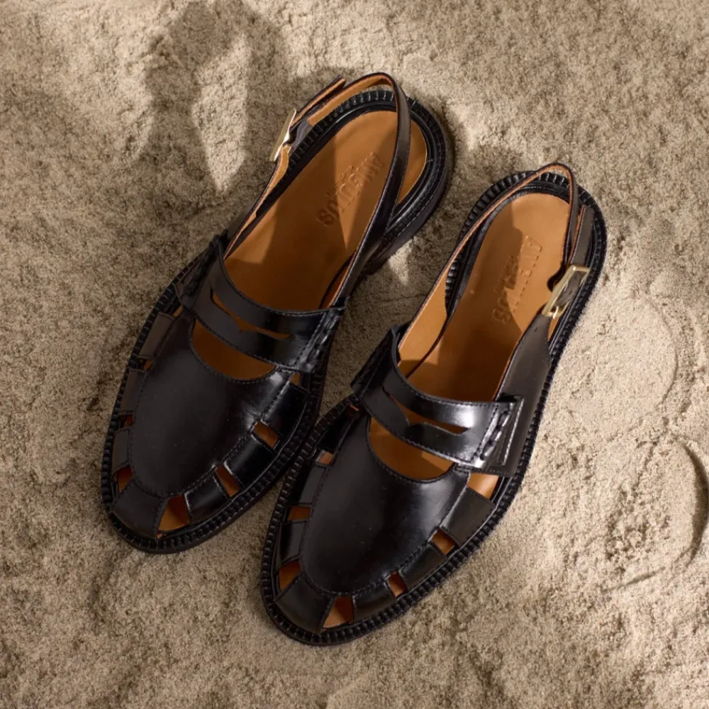 Angulus Sandaler*Slingback Loafer med Cut-Out Mønster Sort