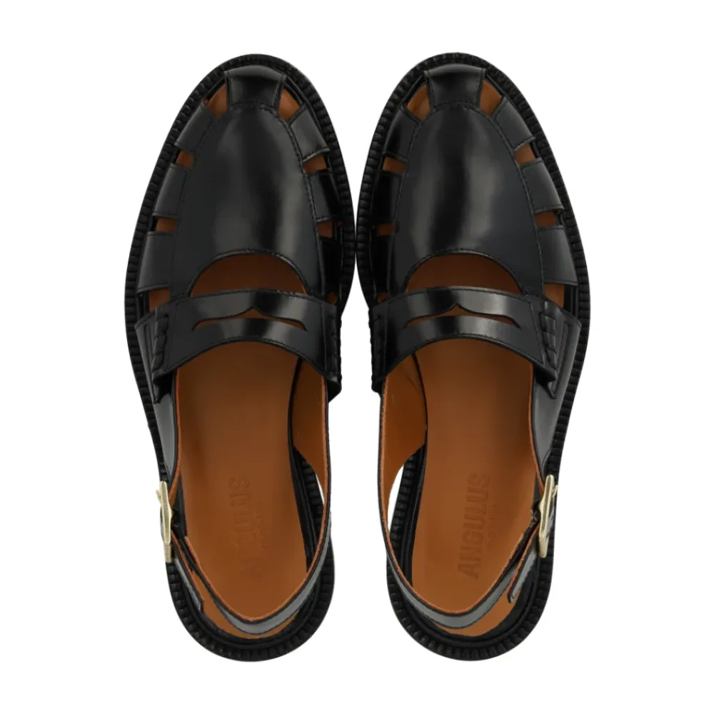 Angulus Sandaler*Slingback Loafer med Cut-Out Mønster Sort