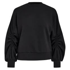 Minus Sweatshirts*Sweatshirt med Cool Elastisk Detalje Sort