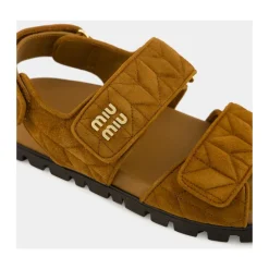 Miu Miu Sandaler*Sporty Matelassé Nappa Lædersandaler Brun