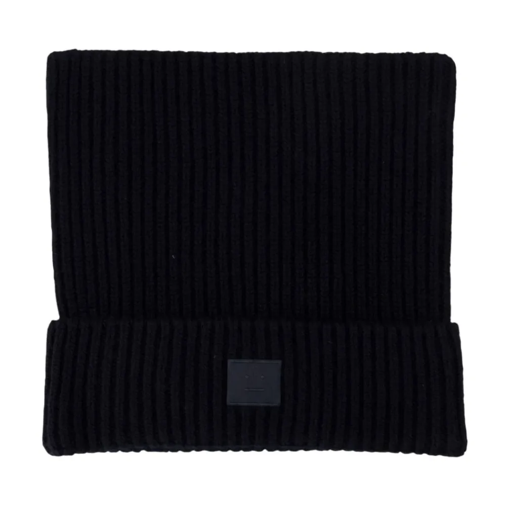 Acne Studios Huer & Kasketter*Square Face Logo Beanie Sort