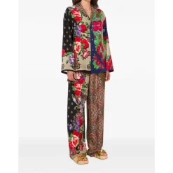 Moschino Bukser*Stampa Piazzata Mix Foulard Wide Trousers Multifarvet