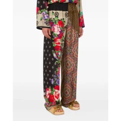 Moschino Bukser*Stampa Piazzata Mix Foulard Wide Trousers Multifarvet