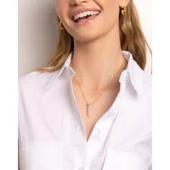 Nialaya Smykker*Sterling Silver Rose Quartz Crystal Necklace with Engraved Evil Eye Detail Gul