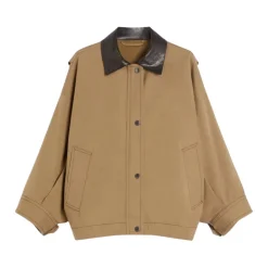 Weekend Max Mara Jakker*Stilfuld vandafvisende jakke med falsk læderkrave Brun