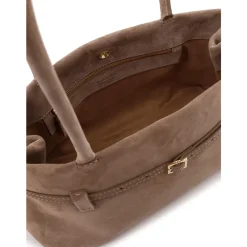 Manu Atelier Skuldertasker*Stilfulde tasker med metal spænde Beige