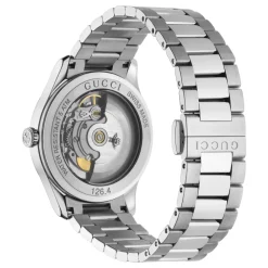 Gucci Ure*Stålkasse, brun tigerøje stendial med bier, stålarmbånd Grå